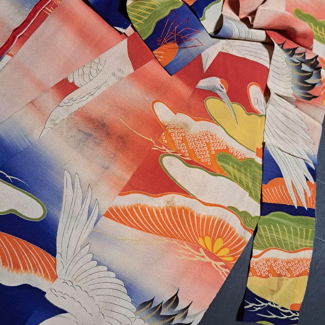 レア柄！錦紗縮緬グラデーションぼかしアンティーク子供着物