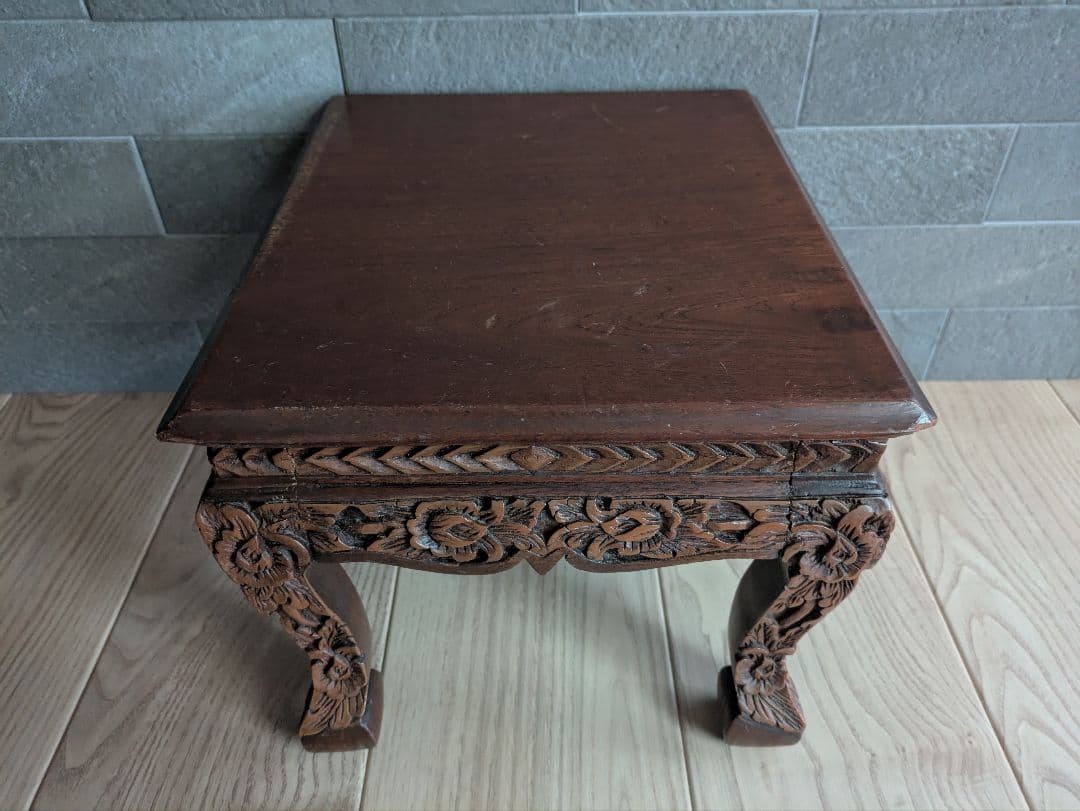 花台 木製 彫刻 飾り台 アンティーク調 アジアン家具　猫脚