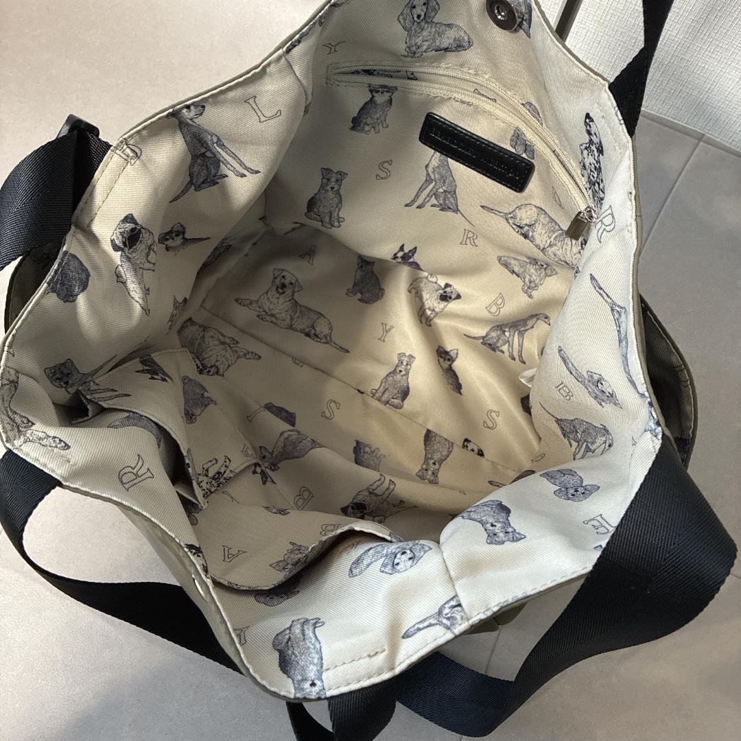 ほぼ新品 BEARDSLEY×sampo♡DogプリントBAG カーキ 2way