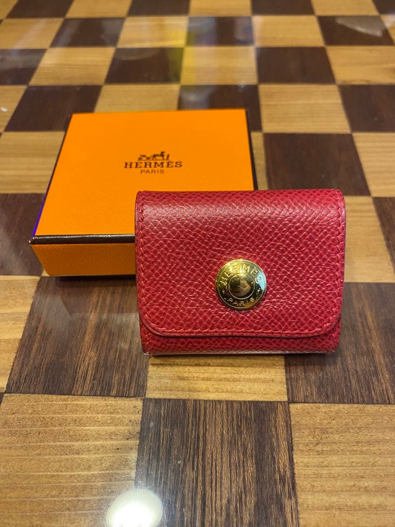 美品 箱付き エルメス ポストイット 文房具 付箋 メモ レザー 赤