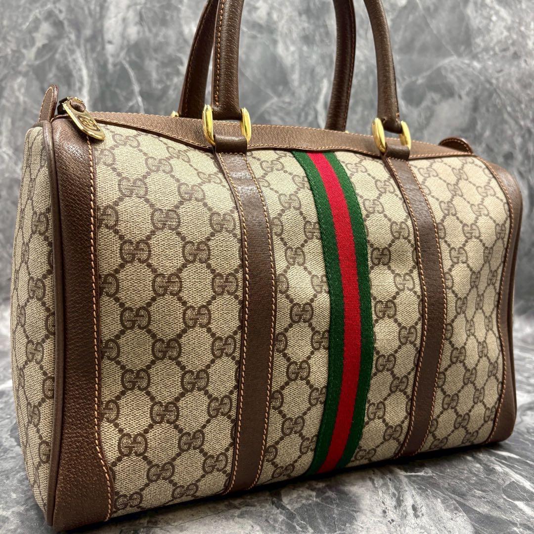 ✨極美品✨GUCCI シェリーライン GG レザー ブラウン ボストンバッグ