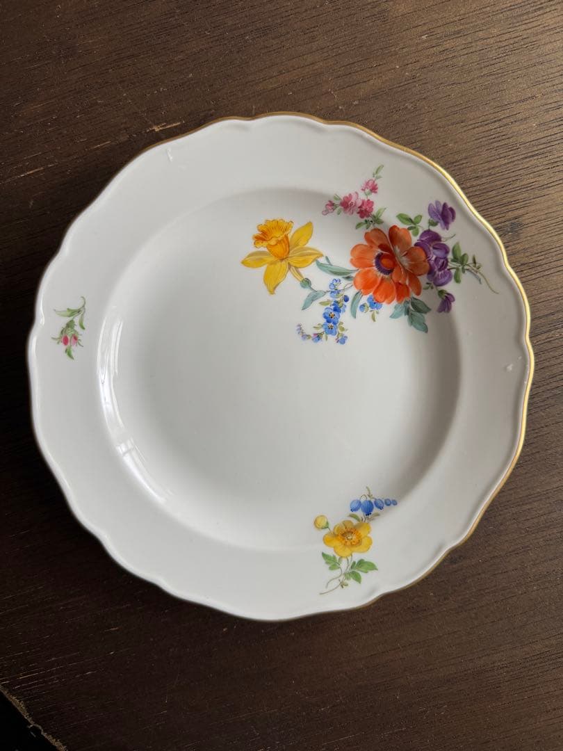 【最高峰・1級品】マイセン ベーシックフラワー 五つ花 プレート 18cm 金彩