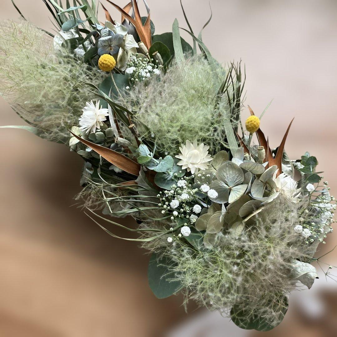 スモークツリー とアンティーク紫陽花のシックな2wayガーランド　クラスペディア