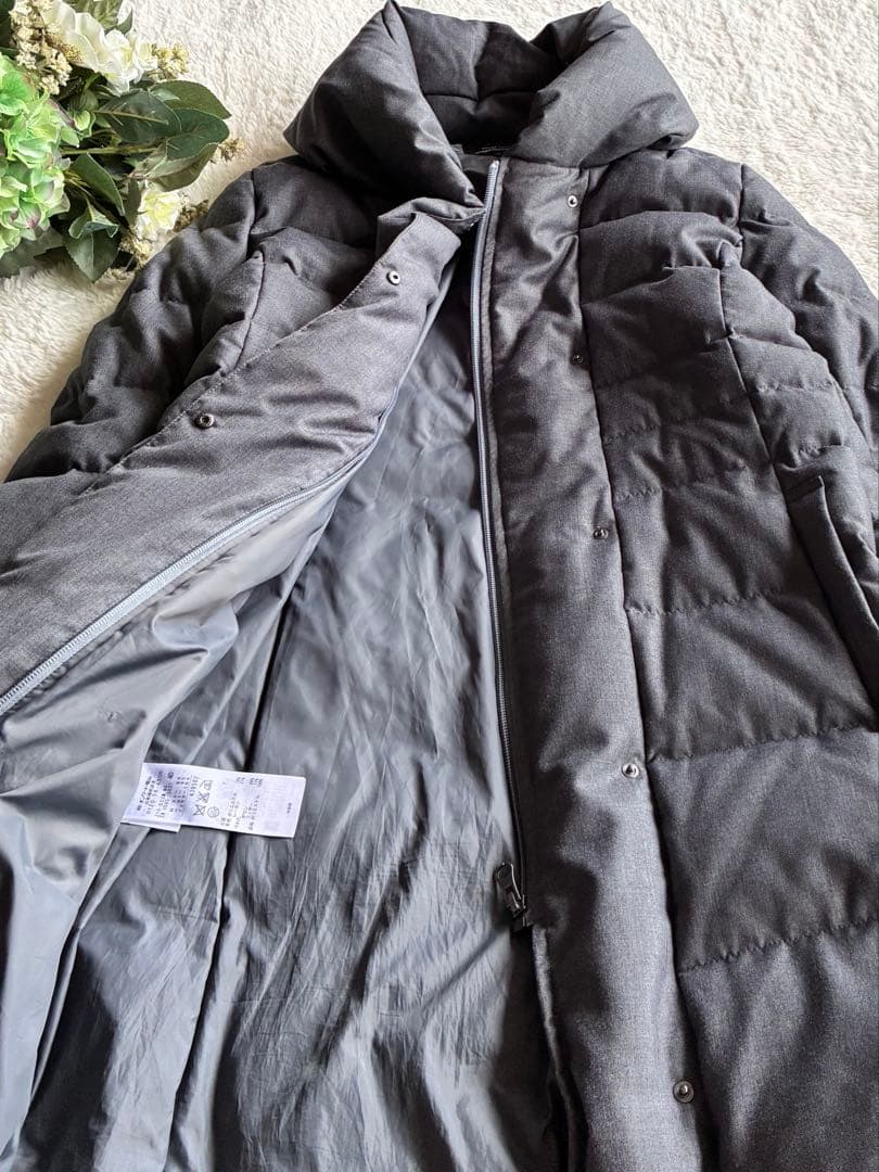 ✨23区✨ロングダウンコートサイズ40 ダウンフード付きチャコールグレー 通勤✨