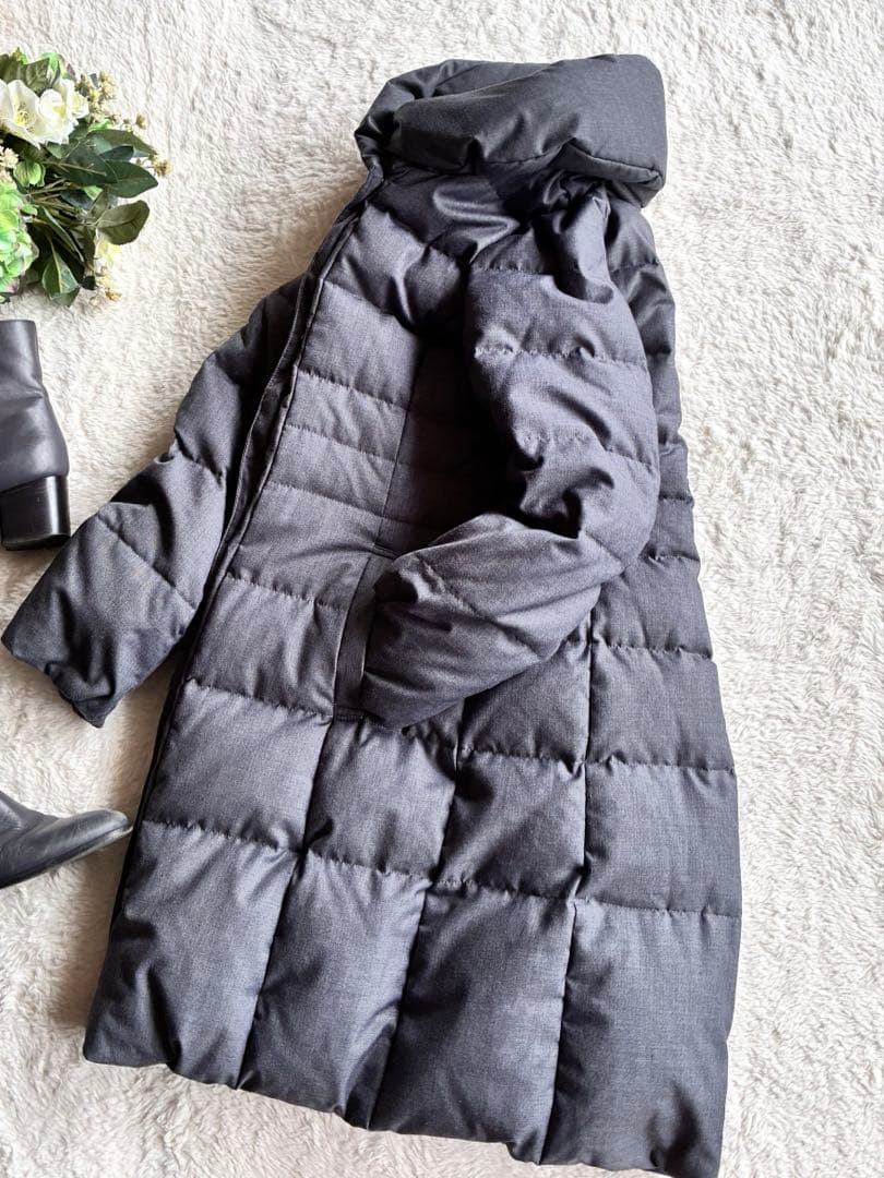 ✨23区✨ロングダウンコートサイズ40 ダウンフード付きチャコールグレー 通勤✨