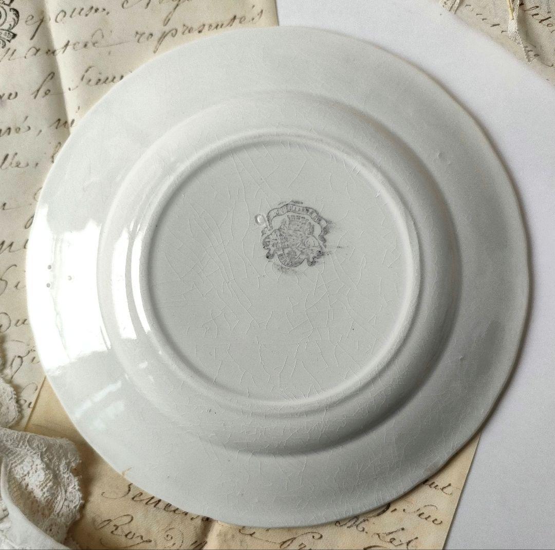 美品　19世紀　Bordeaux レリーフ　平皿　フランスアンティーク