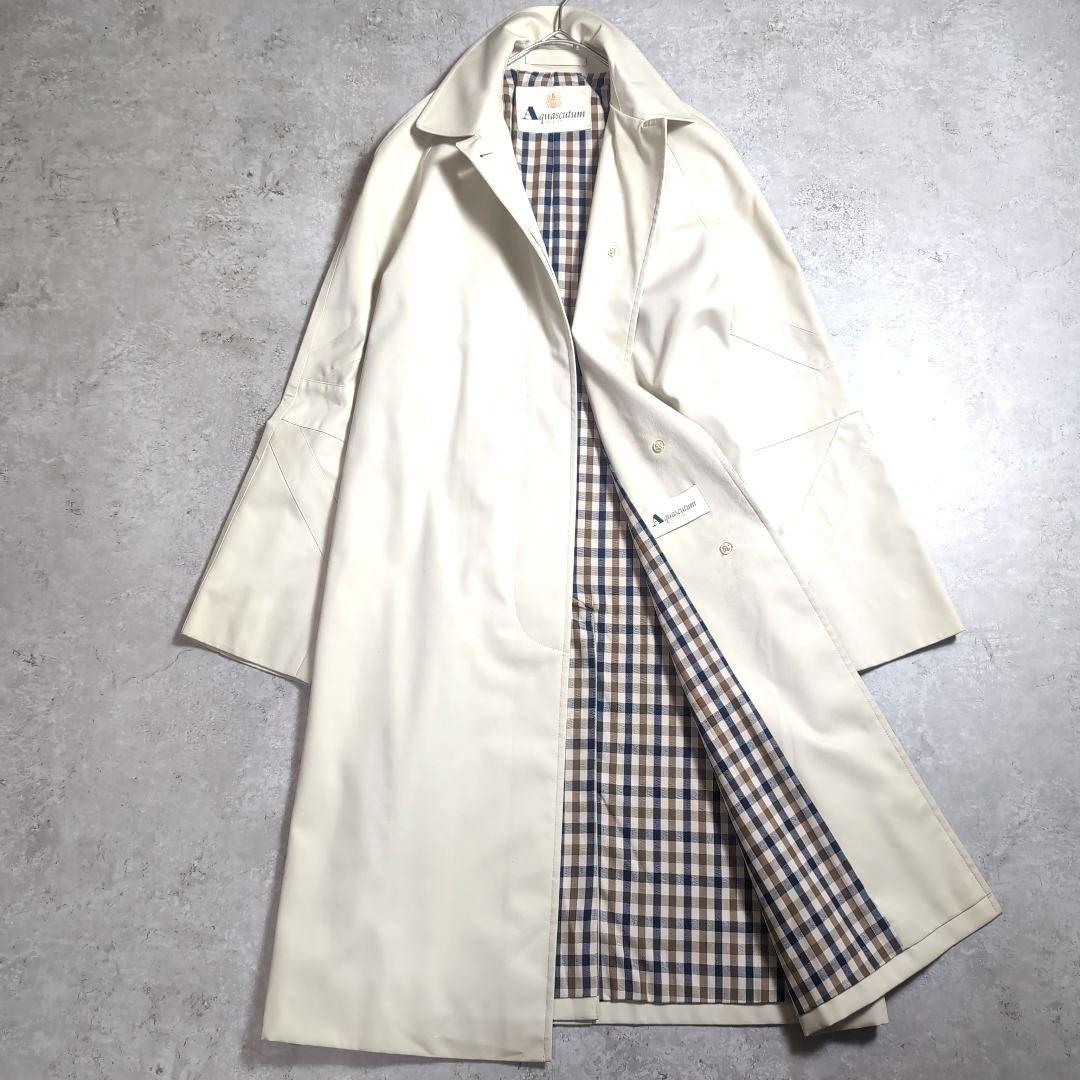 【希少】アクアスキュータム 袖ユニオンジャック ステンカラーコート 裏地チェック