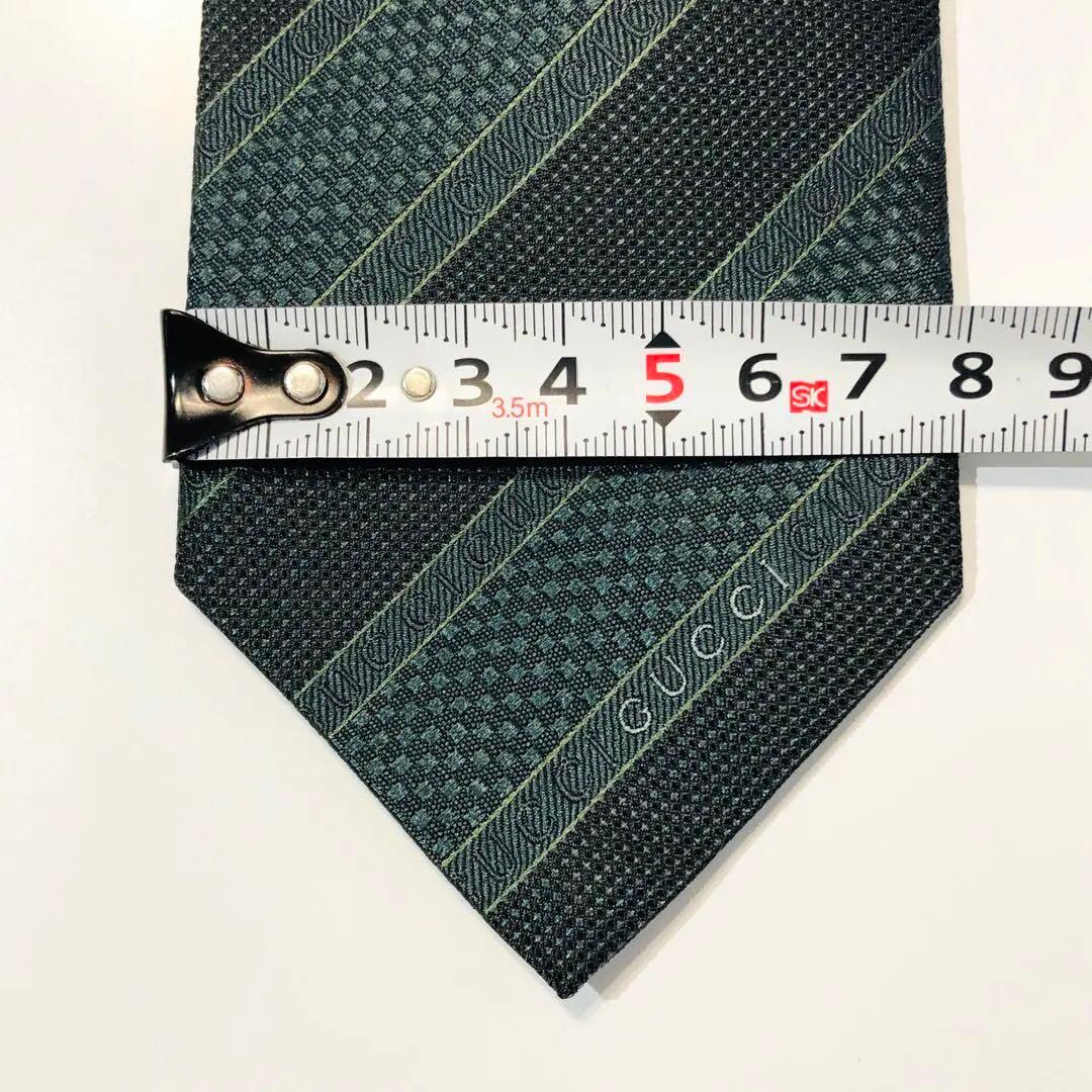 GUCCI ネクタイ ストライプ柄 ダークグリーン