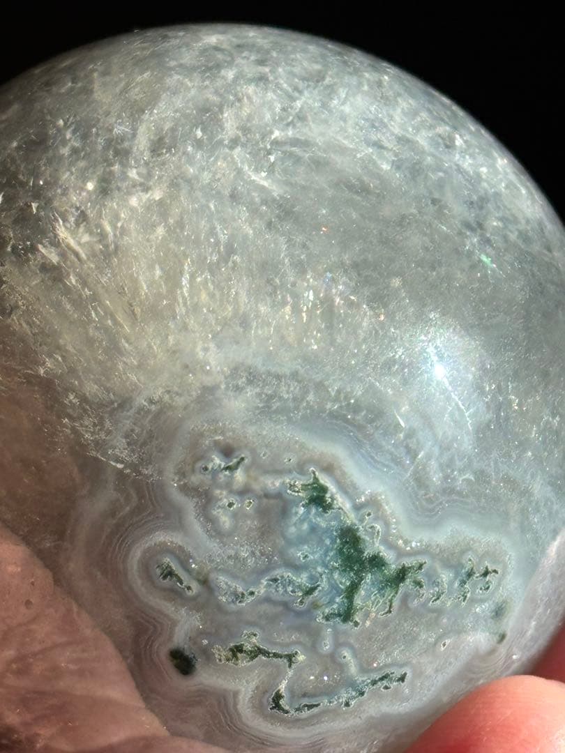 ブラジル産　プラシオライト　瑪瑙共生　グリーンアメジスト　スフィア5.41cm