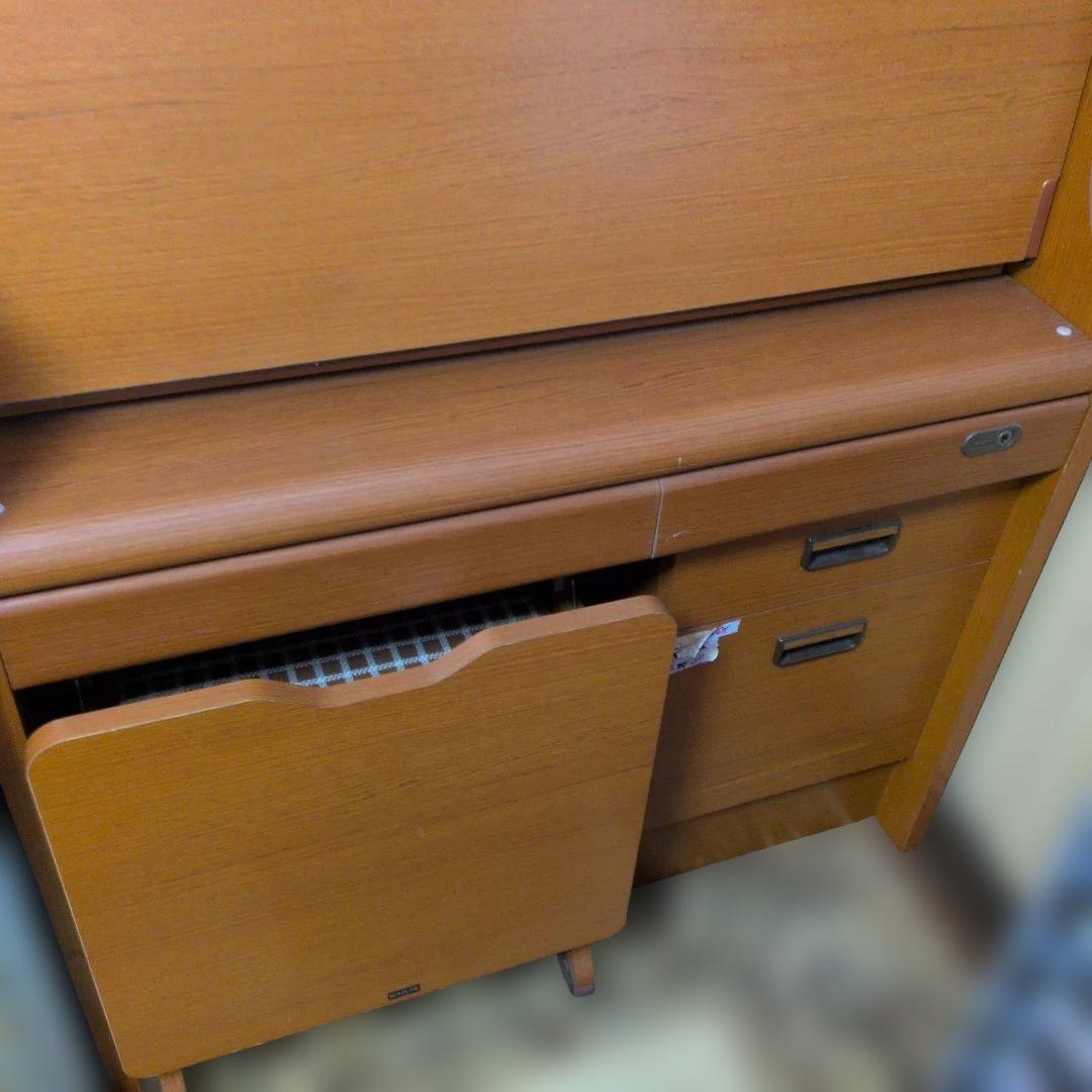 ①　木製デスクチェアセット　机　椅子　折りたたみ　バタフライ　スタディデスク