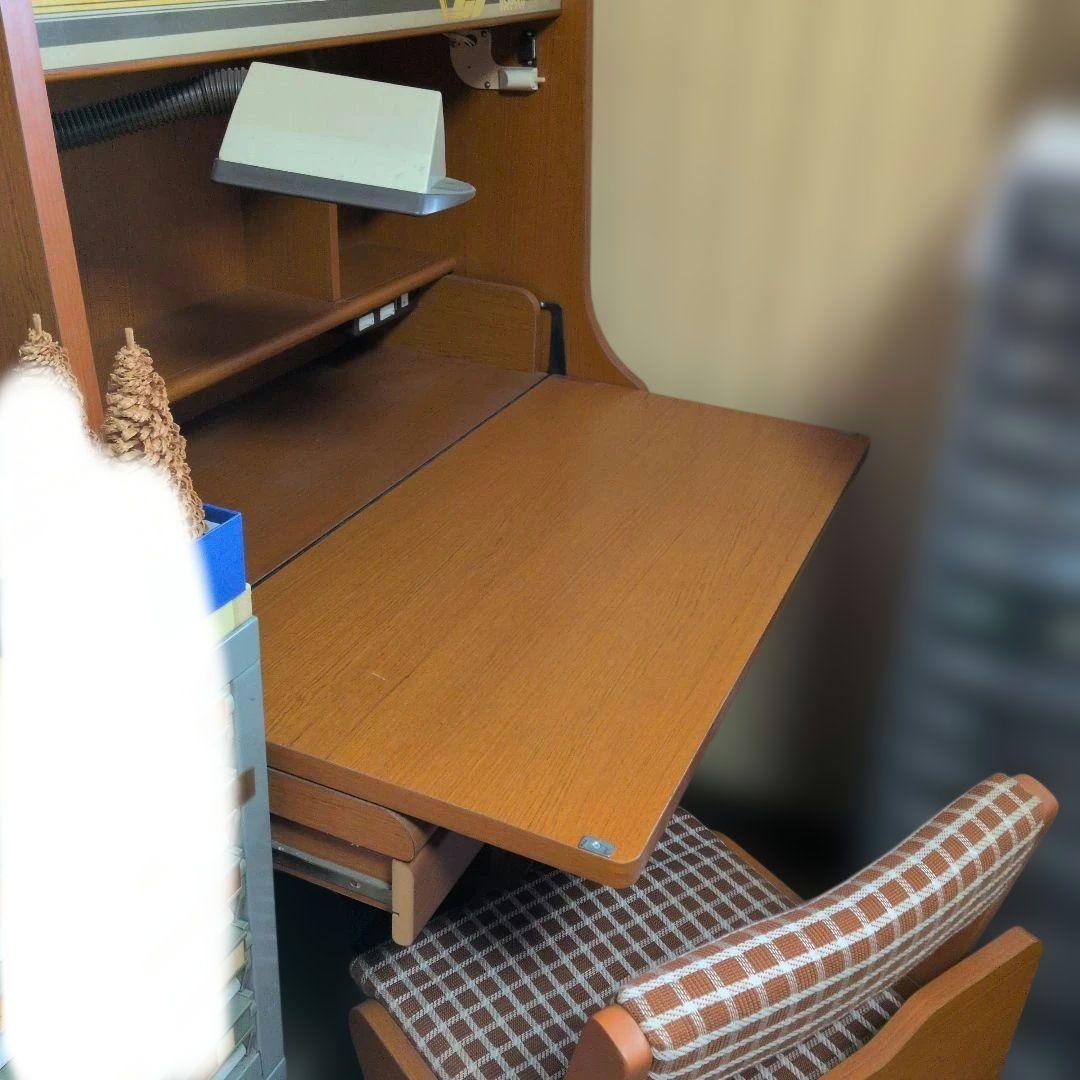 ①　木製デスクチェアセット　机　椅子　折りたたみ　バタフライ　スタディデスク