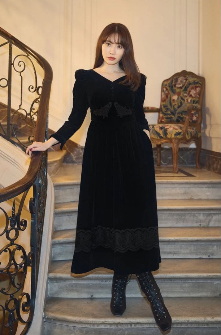 【新品未使用】♡ Velour Long Dress ホリデーワンピ♡