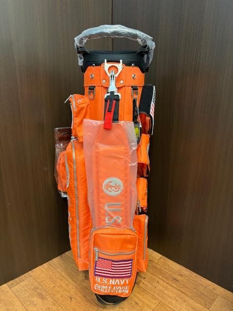アーミーベース U.S. NAVY スタンドキャディバッグ オレンジ 新品