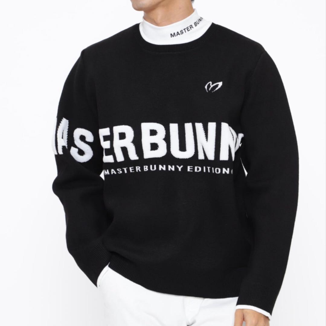 【新品】マスターバニー　セーター　ニット　クルーネック　ロゴ　黒×白　サイズ4