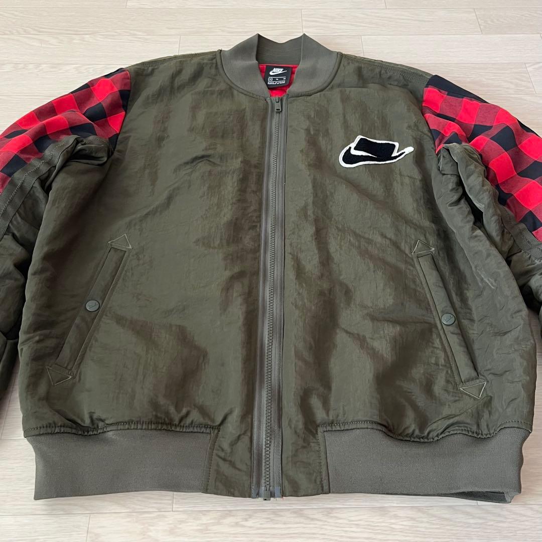 XLサイズ NIKE ナイキ スリーブチェック ボンバージャケット MA-1 赤