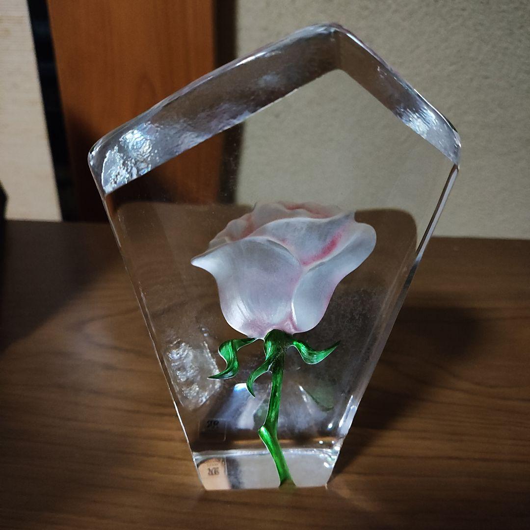 【美品】Mats Jonasson　マッツジョナサン　クリスタルガラス　置物バラ