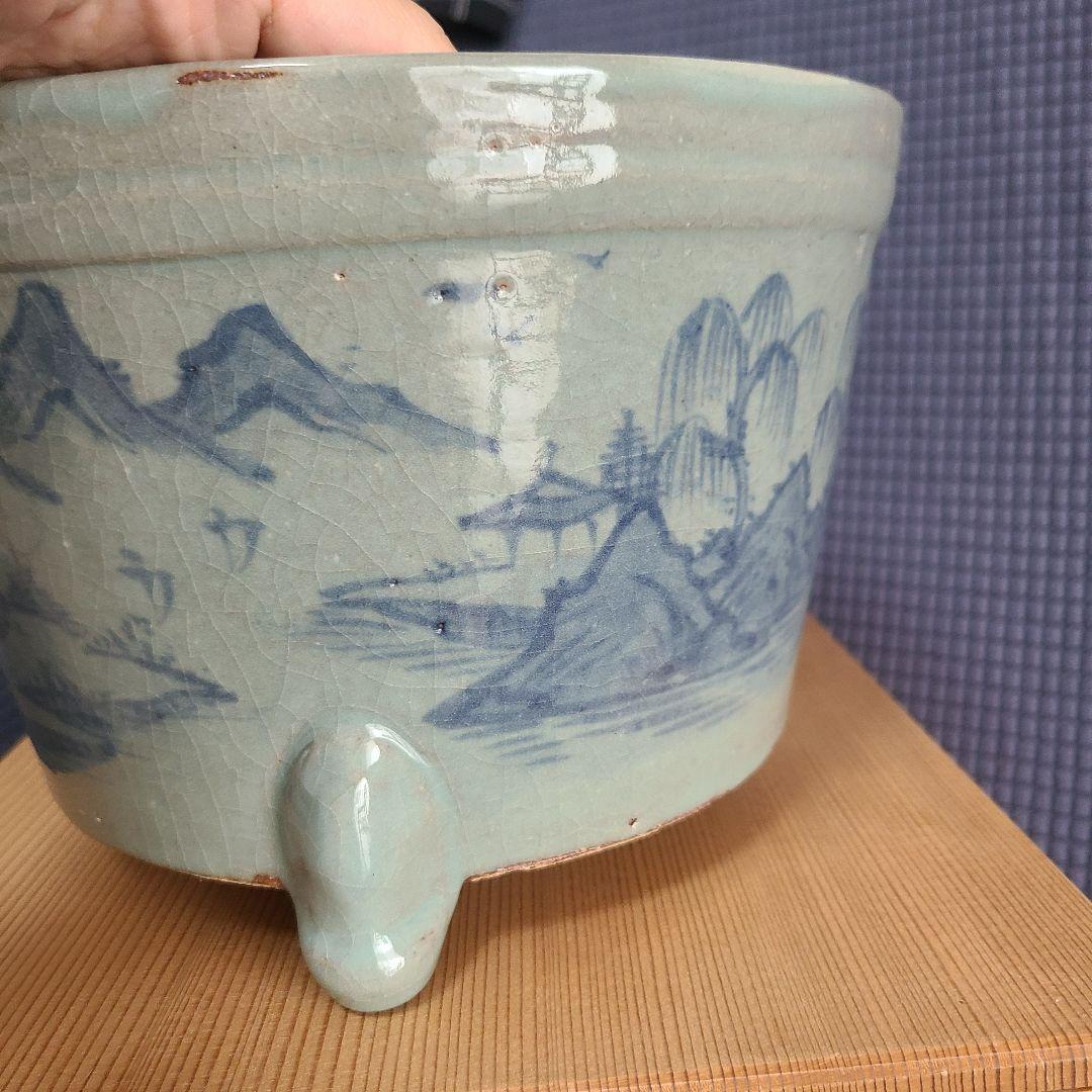 茶道　平安宝泉造　瓶懸 　青磁三方