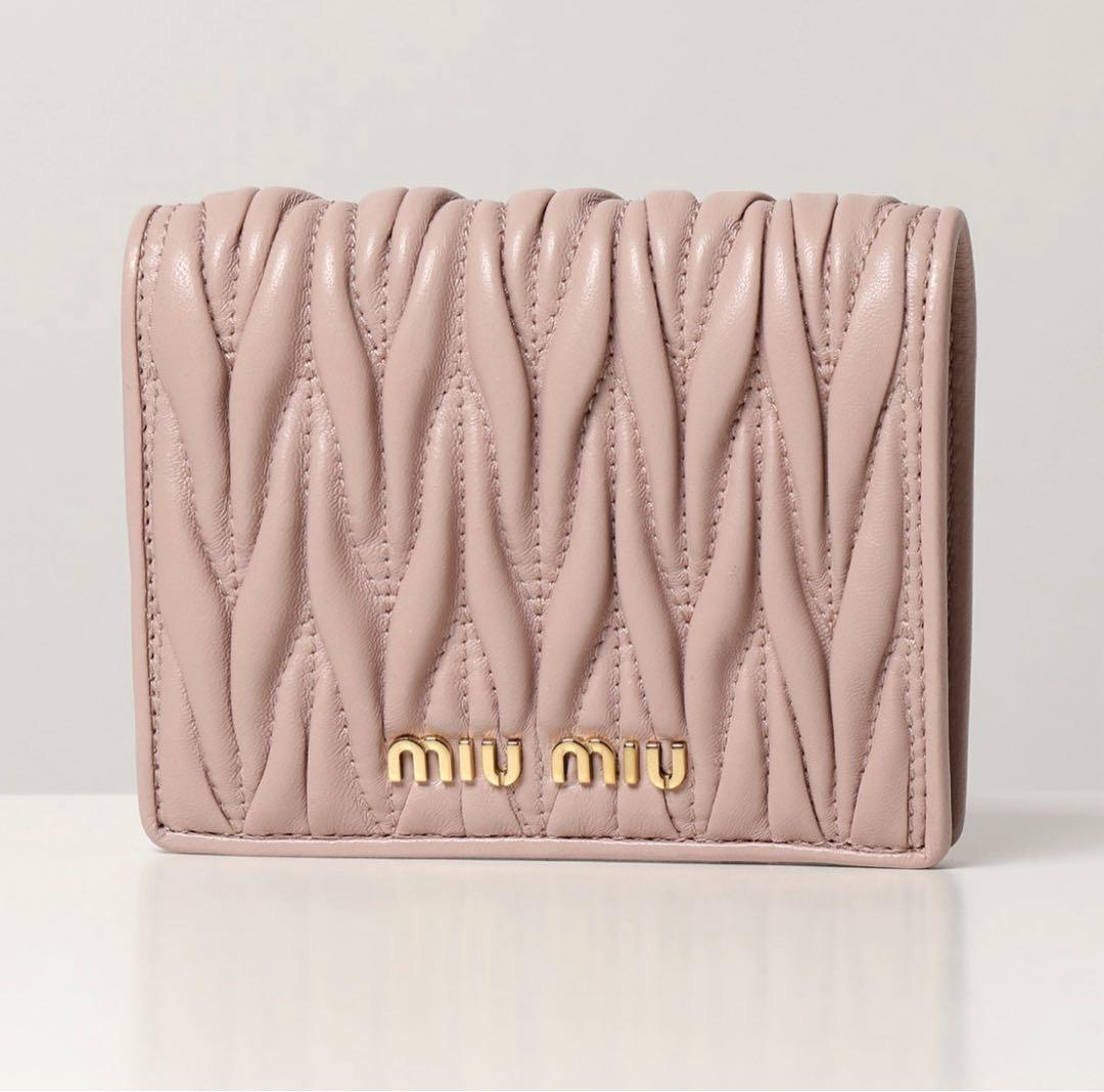 miu miu ピンク キルティング 二つ折り財布 正規品