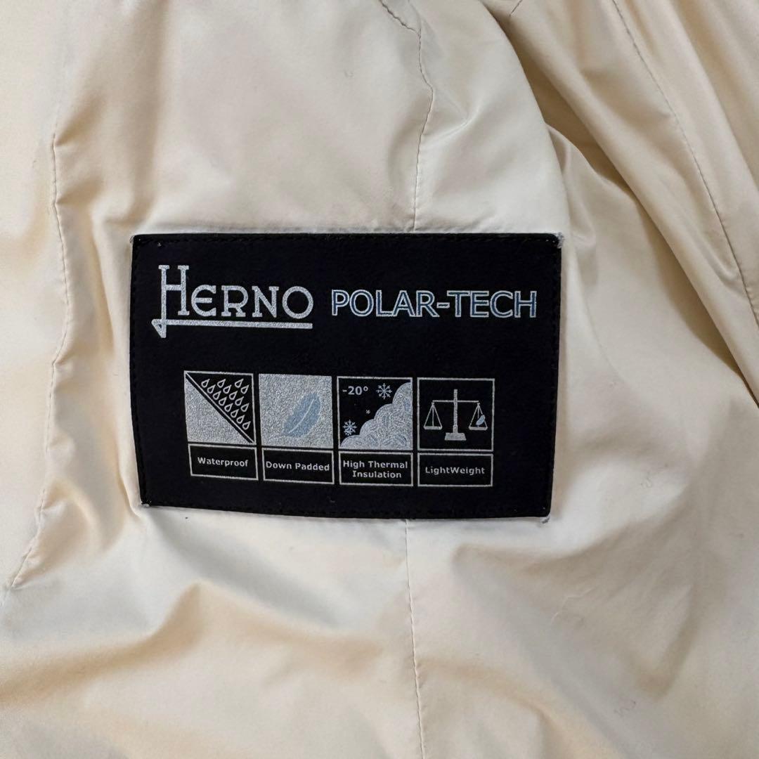 ヘルノ ポーラテック フードショートダウン ジャケット ライトベージュ 42