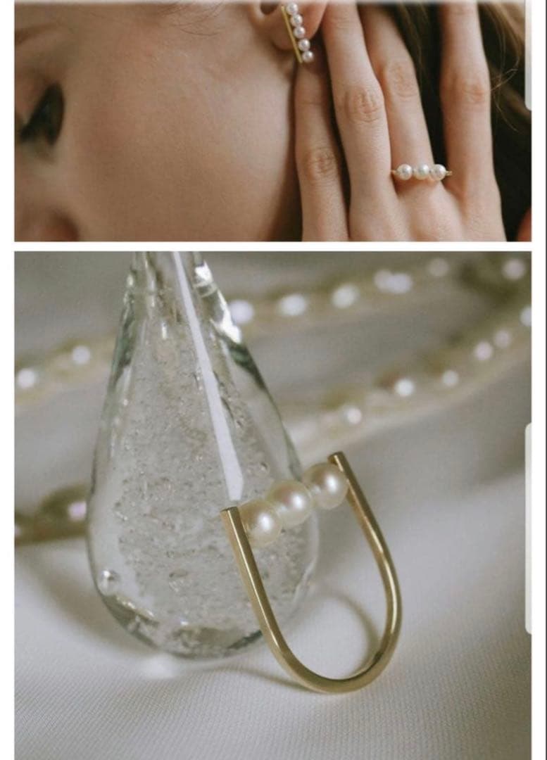 3連 パール ダイヤモンド リング 10K ops toroise トロワゼ11