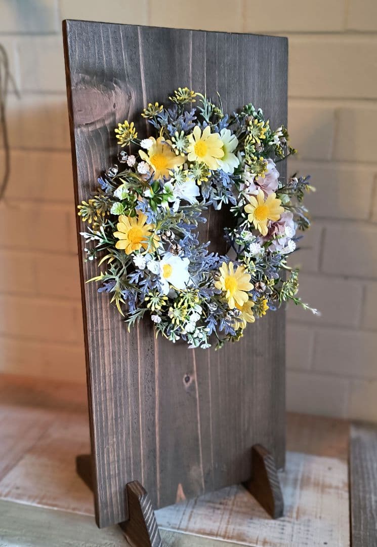 つぼみちゃんページ／Ａ型看板・シャビーホワイト＆リース付きボードの2点