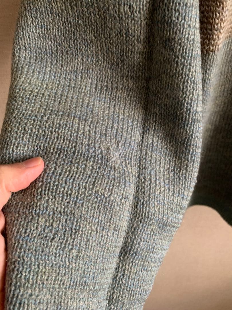 モヘアカーディガン60s ブルー　配色切替　古着　メンズ　レディース