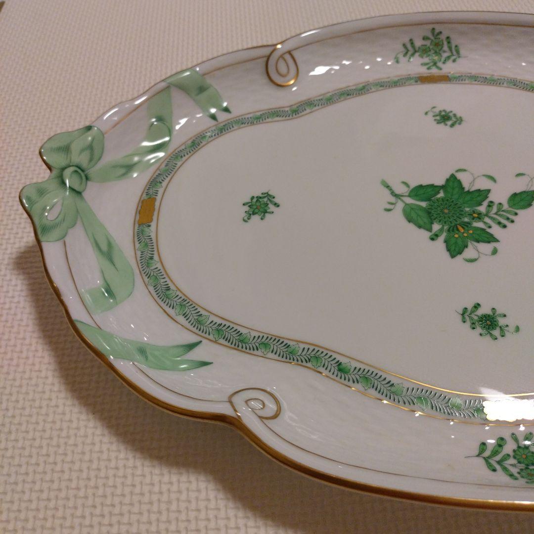 ♡HIME♡専用　ヘレンド　アポニーグリーン　リボン　オーバル皿
