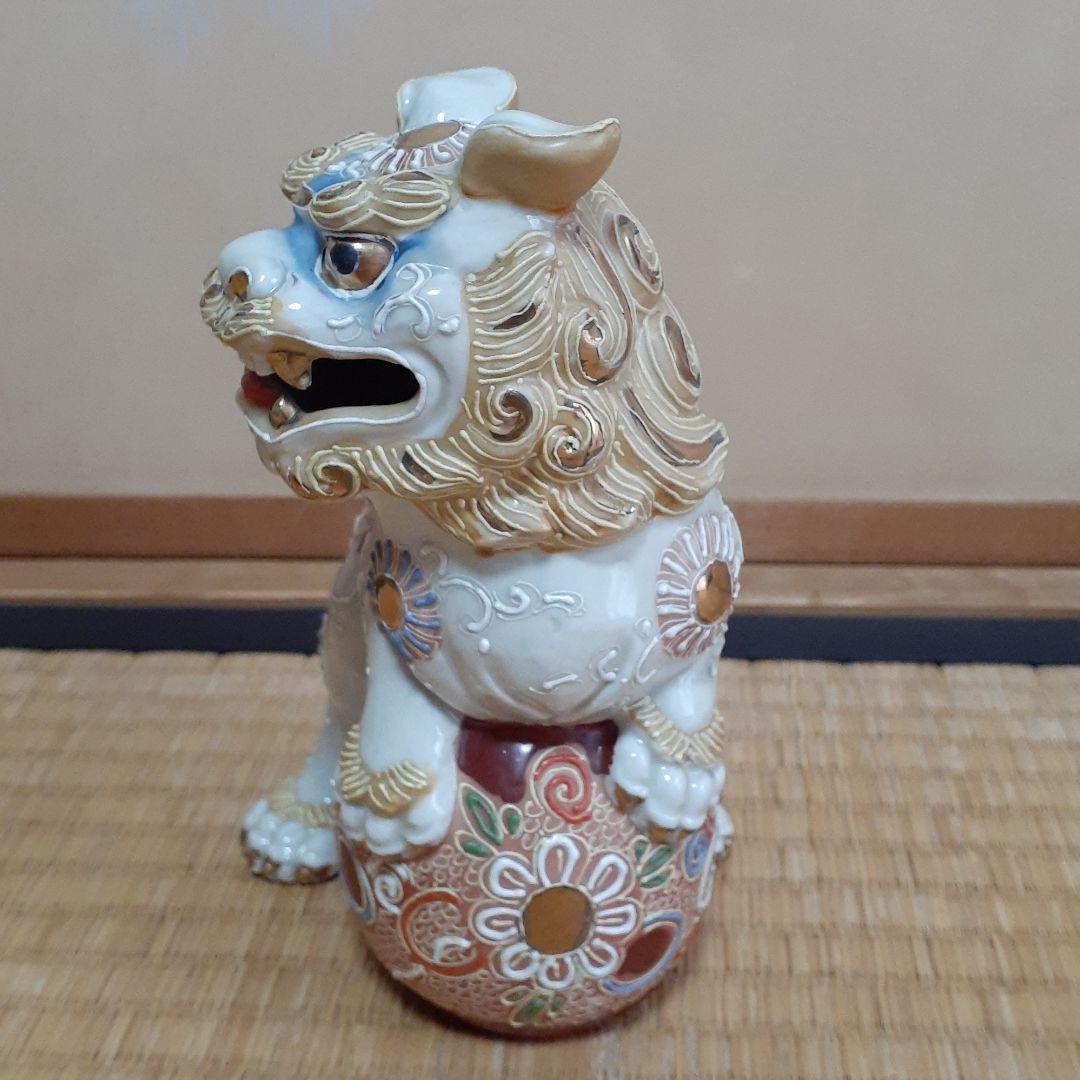 九谷焼き　狛犬　獅子　アンティーク骨董品18cm