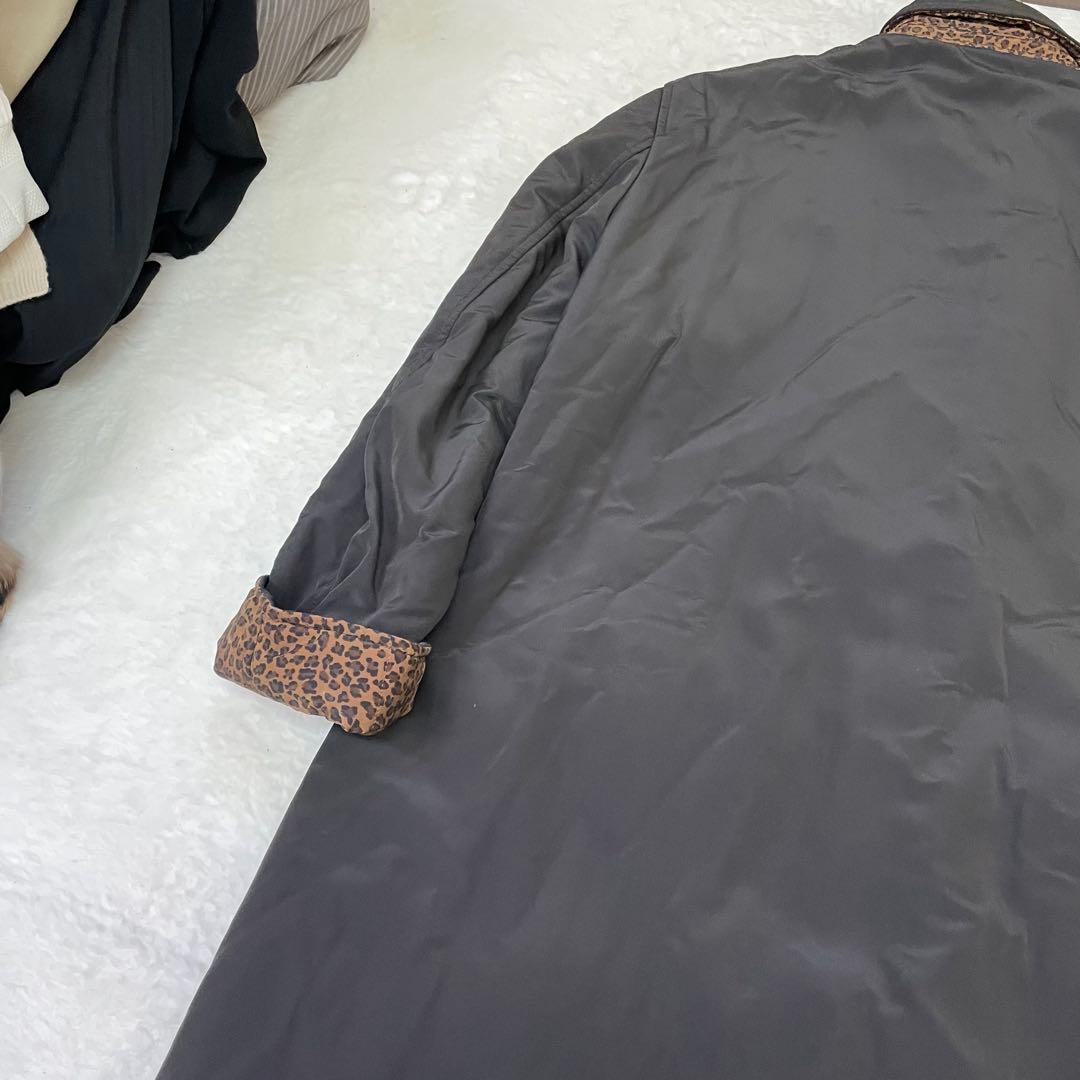 BOTTEGA VENETA レオパード柄　ブラックトレンチコート リバーシブル