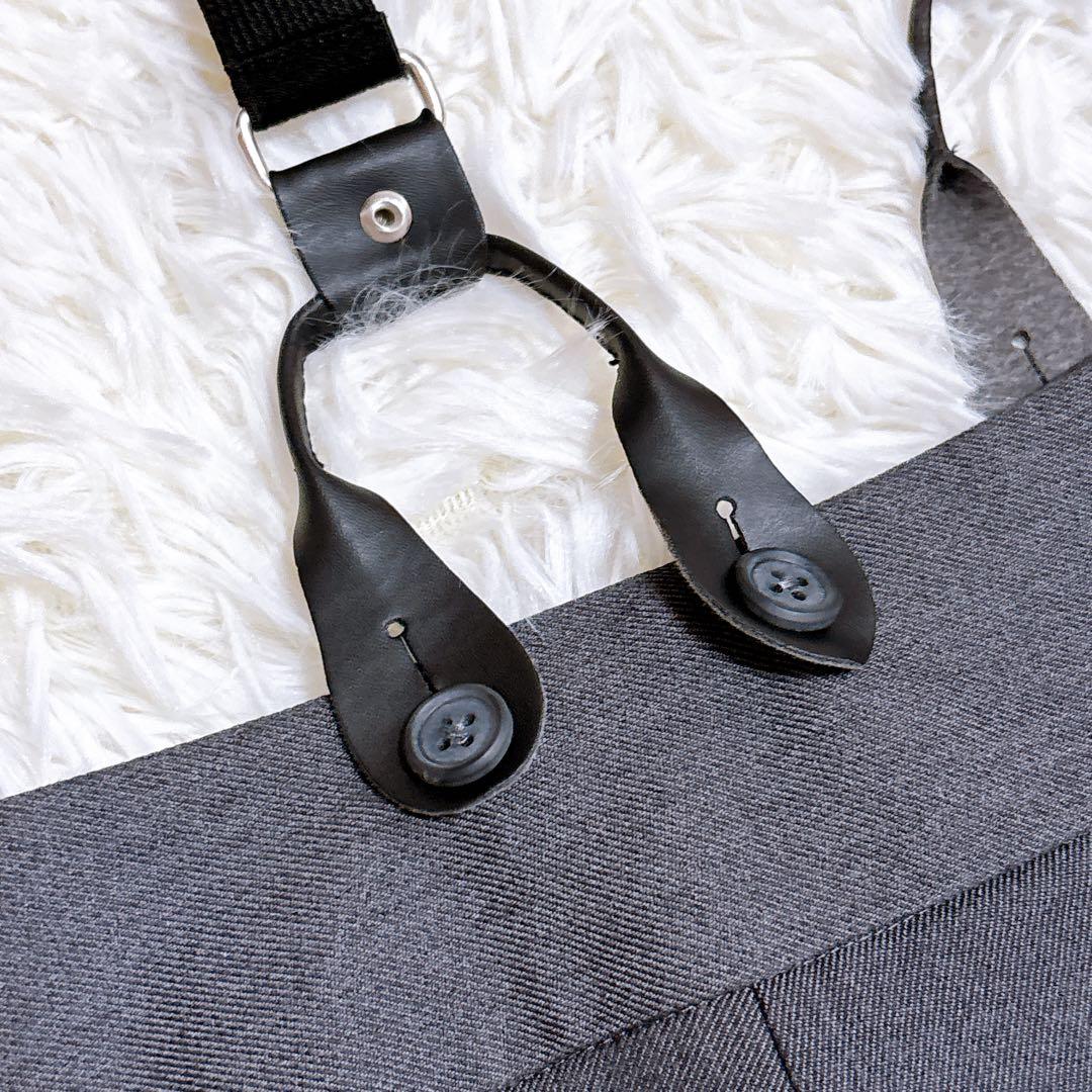 【極美品】AKTE アクテ サスペンダー付き ワイドパンツ チャコールグレー S