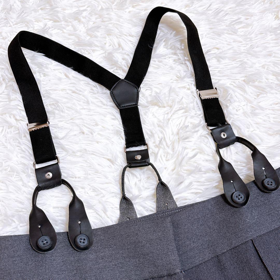 【極美品】AKTE アクテ サスペンダー付き ワイドパンツ チャコールグレー S