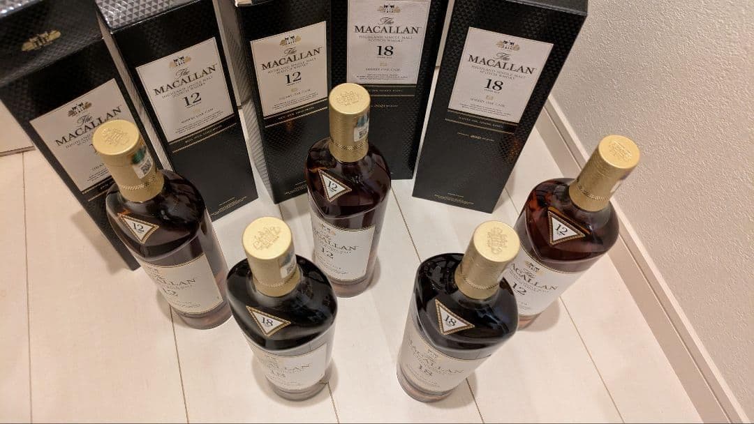 マッカラン 全部 シェリー 12年 3本、18年 2本のセット