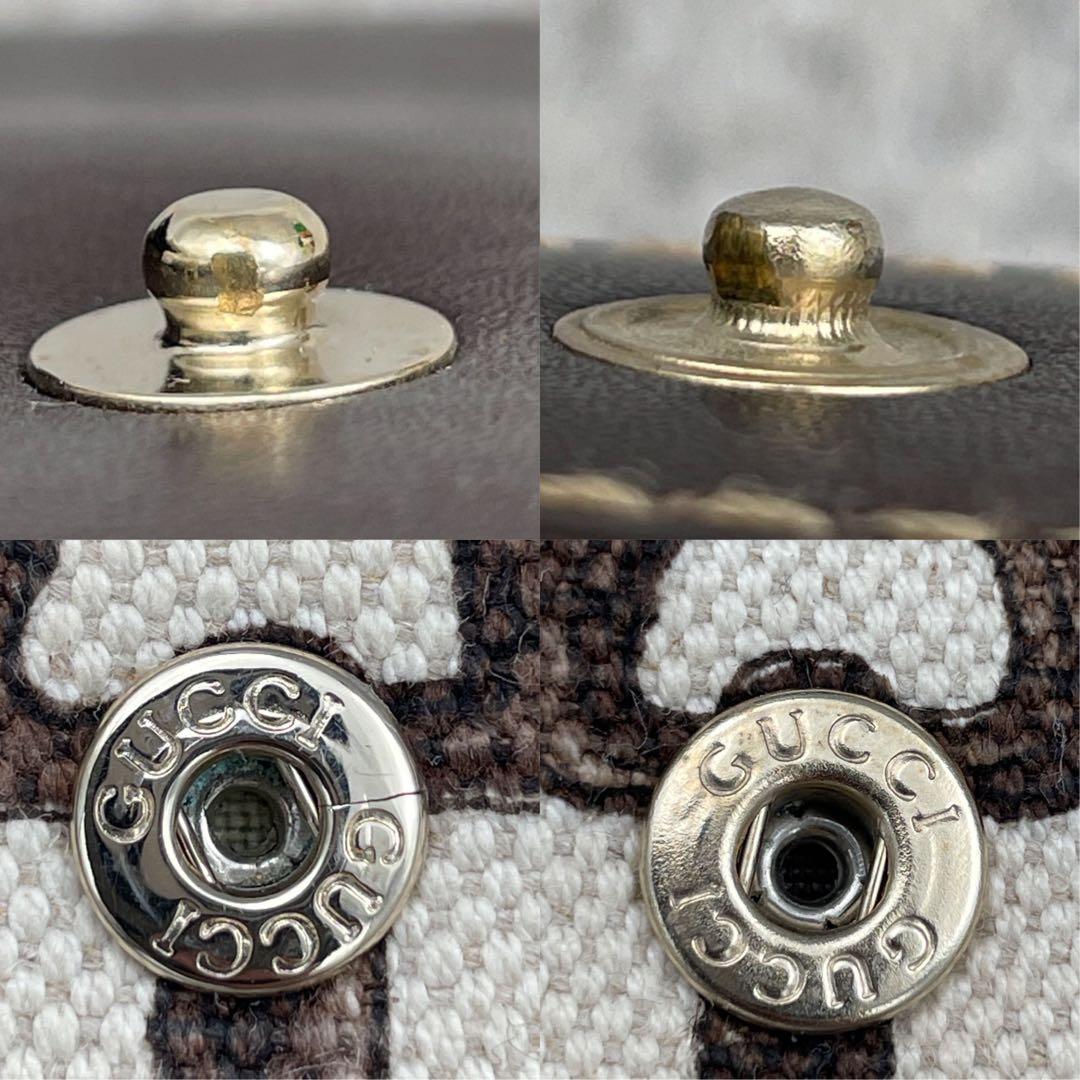 GUCCI グッチ 二つ折り財布 バンブー カーフ キャンバス ゴールド金具