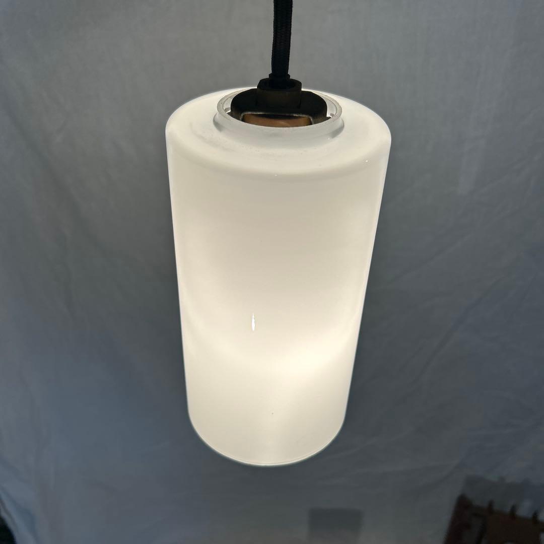 ヴィンテージ　北欧　昭和レトロモダンライト　乳白ガラス木製フレーム　電球付き