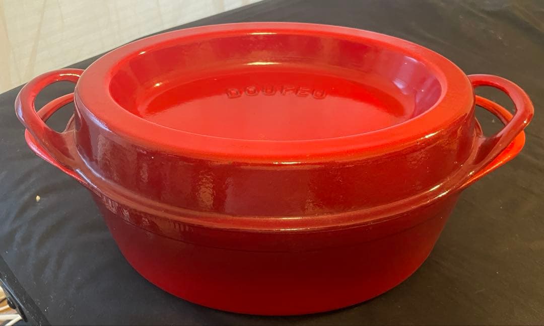 ル・クルーゼ Le Creuset レッド 中型　DOUFEU ヴィンテージ