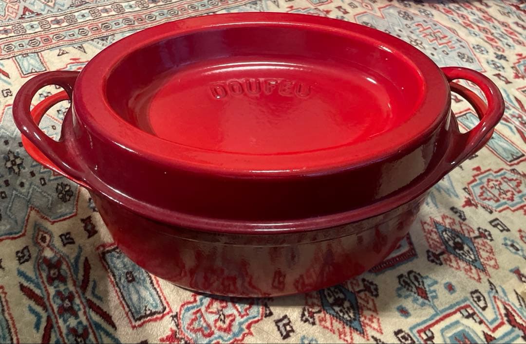 ル・クルーゼ Le Creuset レッド 中型　DOUFEU ヴィンテージ