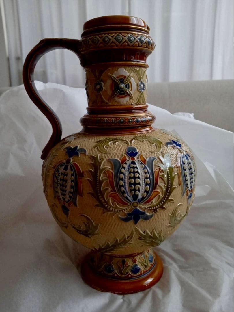 ドイツ　アンティーク　メトラッハ窯　ドイツ　ピッチャー　花瓶　美術品　希少