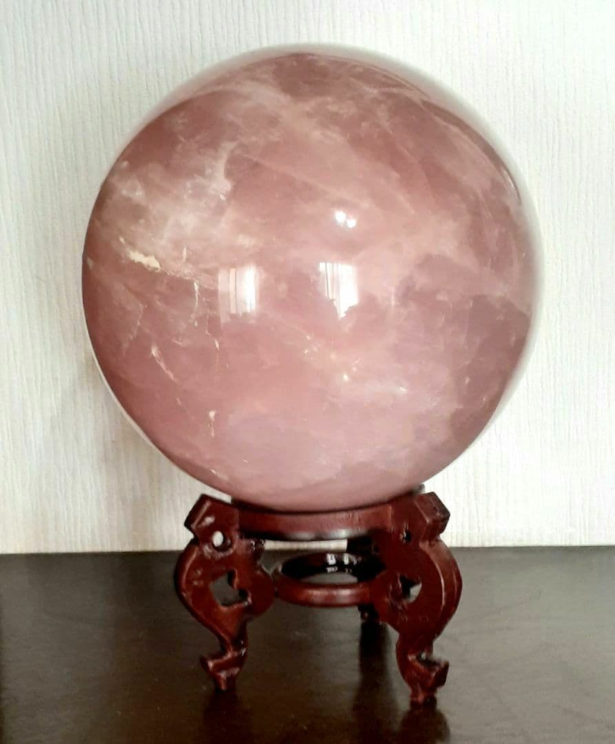 お値下げ！特大美品　天然石ローズクォーツ　約15cm玉　☆約5㎏up