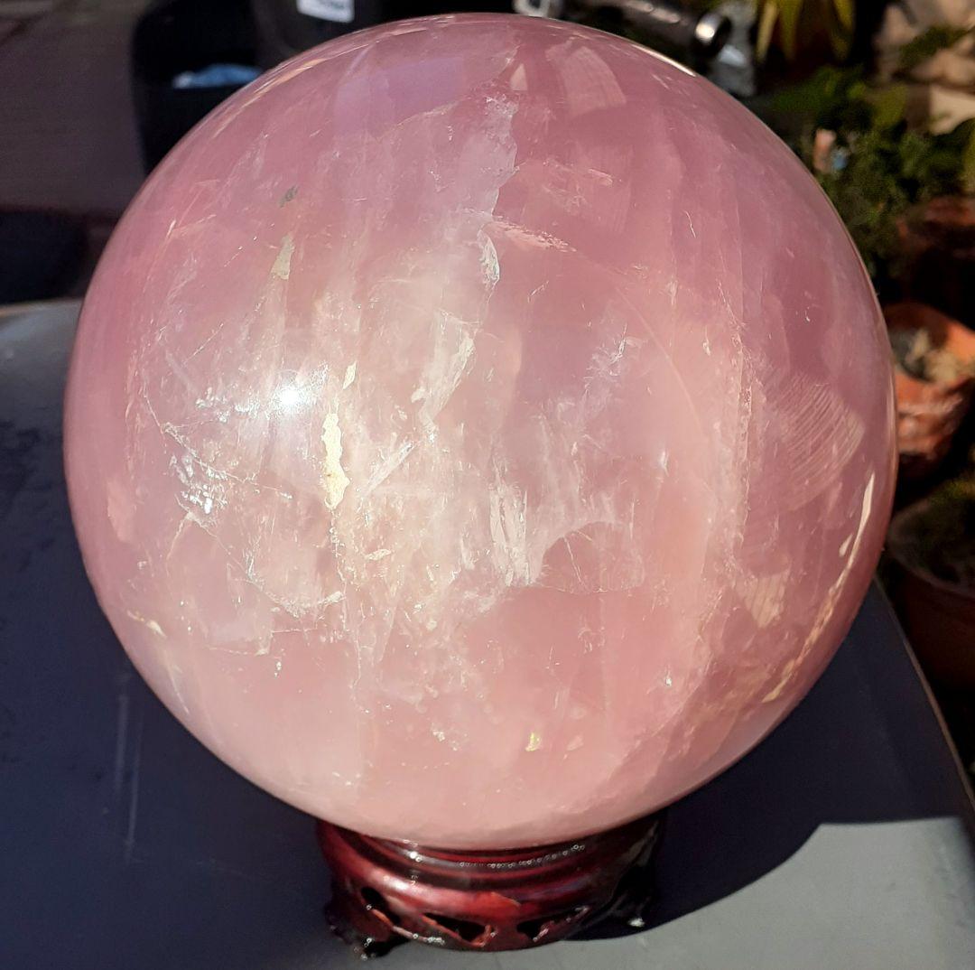 お値下げ！特大美品　天然石ローズクォーツ　約15cm玉　☆約5㎏up