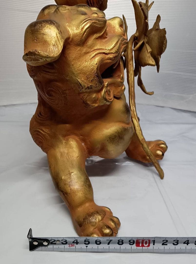 ぼたん獅子 唐獅子牡丹 城峰作 置物 縁起物 骨董品 最強の守護と富貴