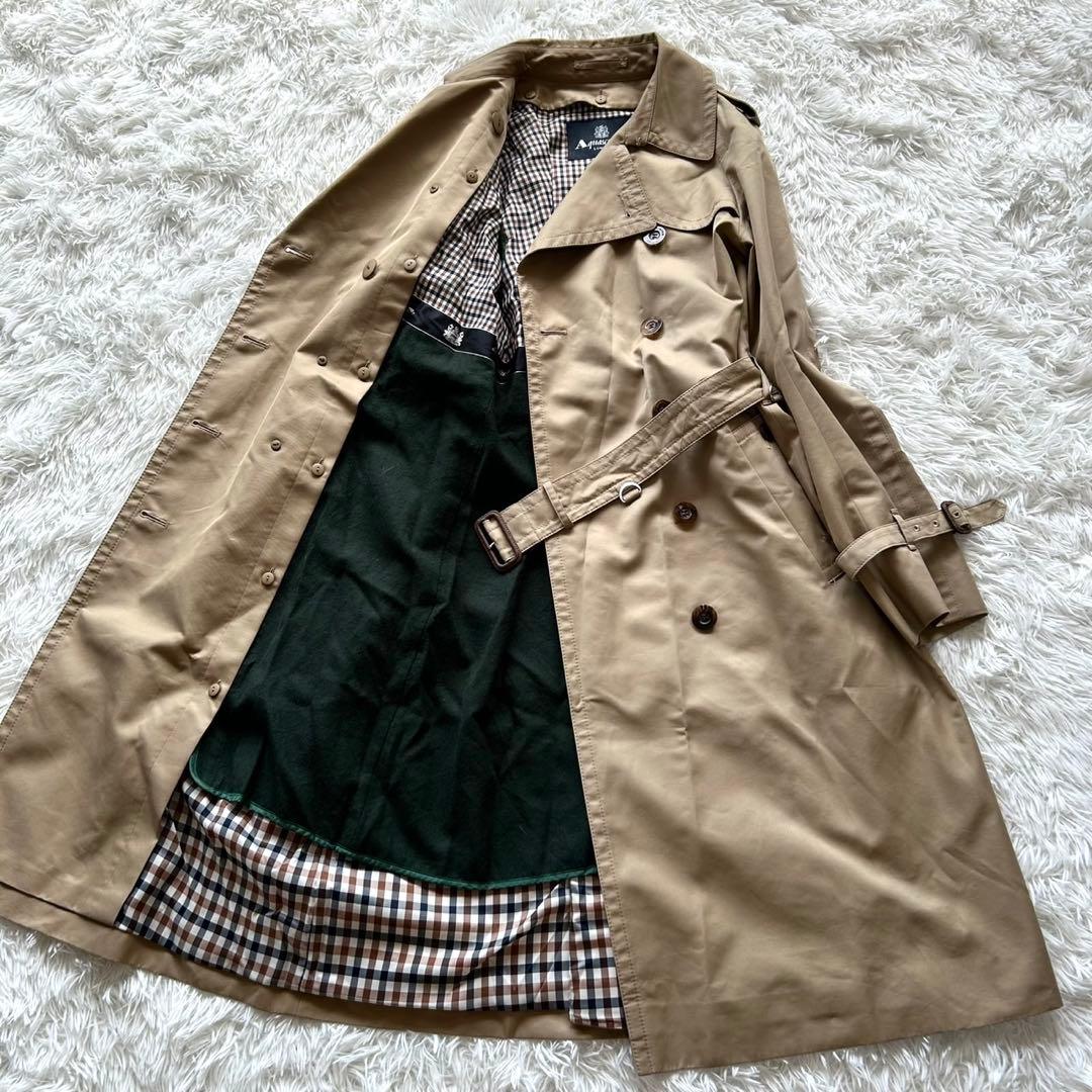 【極美品】アクアスキュータム トレンチコート モスグリーン ライナー付 ベージュ