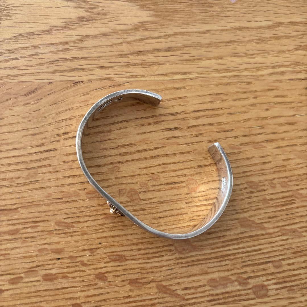 シルバー 彫刻模様 オープンバングル