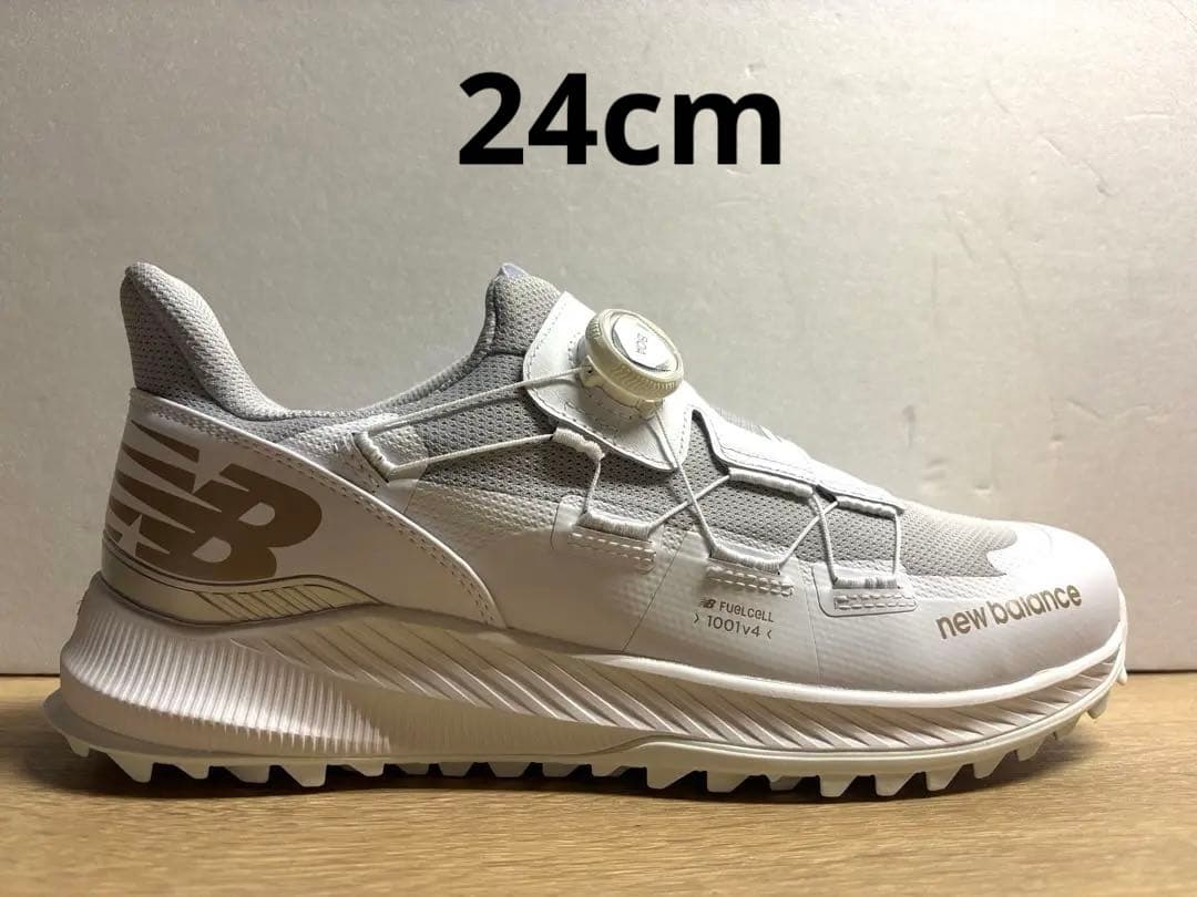 未使用 24cm 2E ニューバランス ゴルフシューズ UGS1001Wホワイト