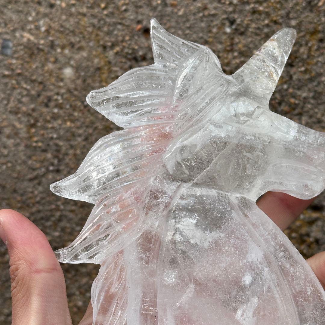 天然石水晶のユニコーン　置物　ご購入前に在庫確認必要G.179