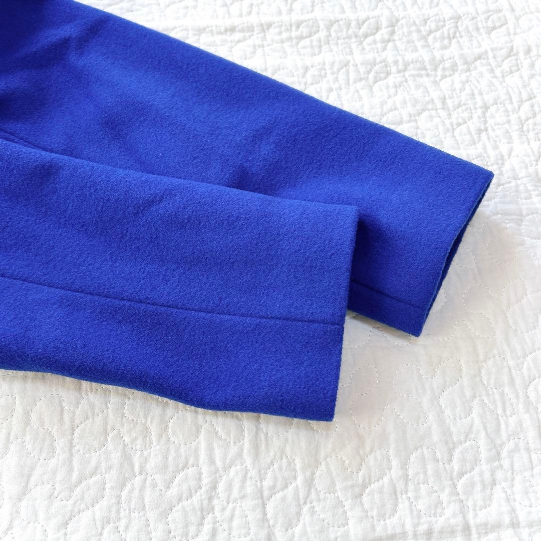 ユナイテッドアローズ ベルライン ノーカラーコート カシミヤ混 ブルー 36