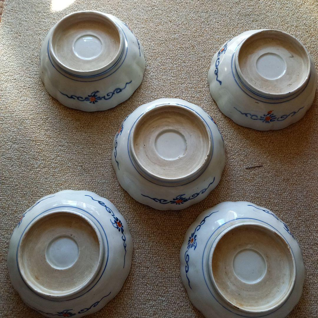 伊万里焼　幕末頃　皿5客　色絵