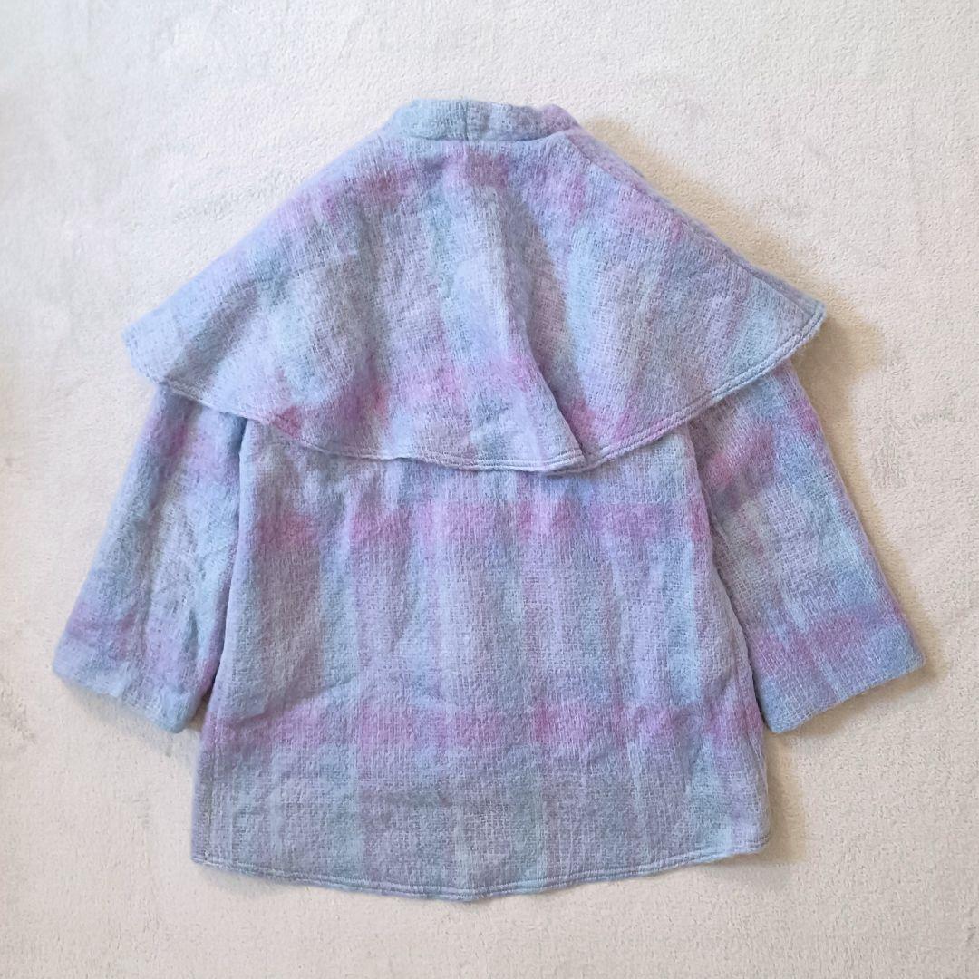 アイルランド製 モヘア混 チェック柄 ケープ風コート ヴィンテージ古着 ユーロ