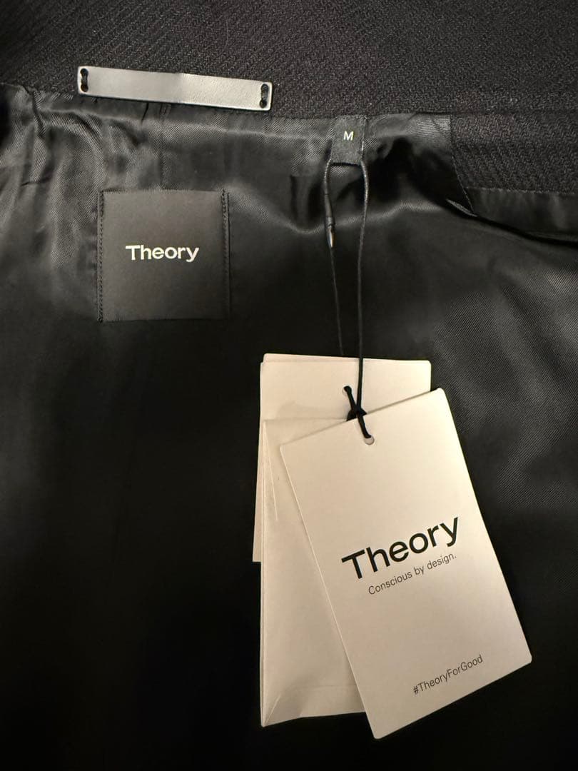 新品未使用タグ付き Theory Belvin ステンカラーコート 黒