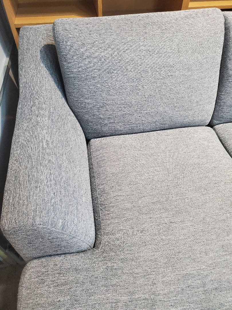 カウチソファ　布張り　グレー