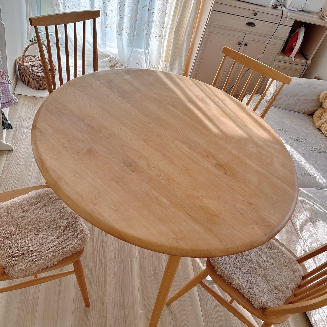 モモナチュラル 椅子セットダイニングテーブル 4人がけ 椅子付き 円形 丸型